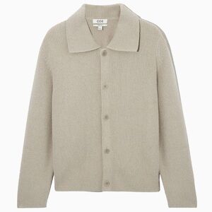 COS Beige Bouclé-Knit Cardigan in Small